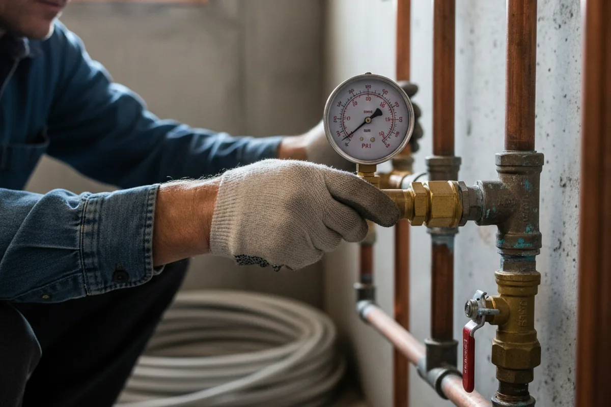 Pressure testing a repaired line during Water Line Repair in Cochranville